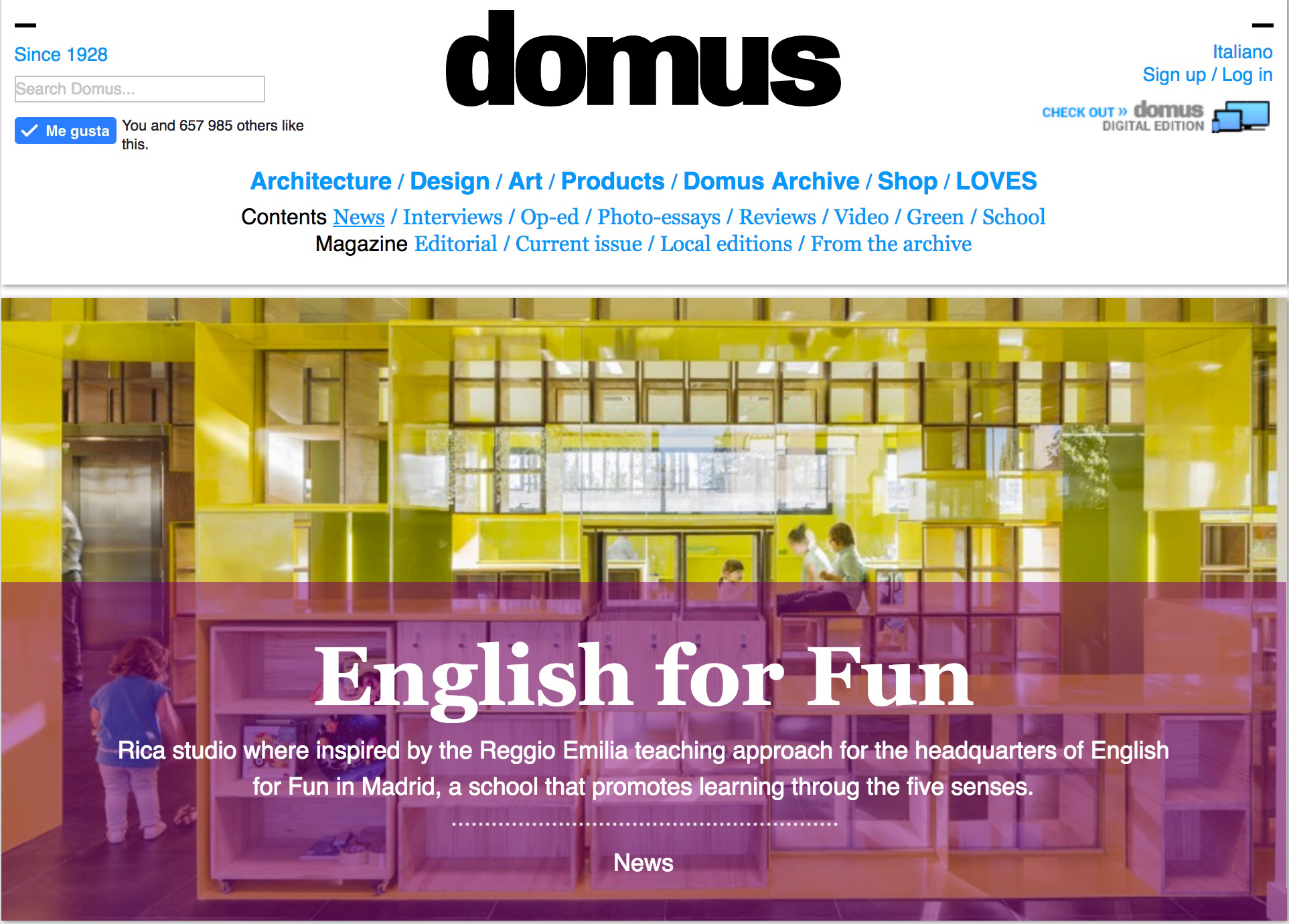 This time our project for a kindergarden ¨English for fun¨ published in Domus web